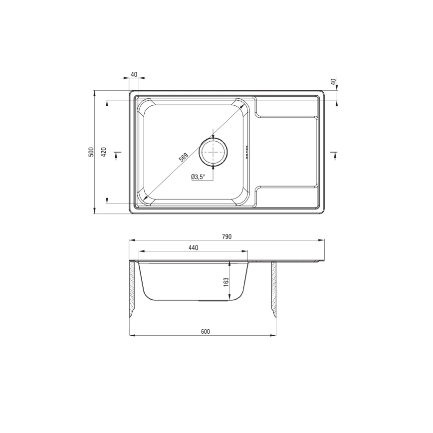 Deante ZEO_011C - Évier de cuisine SOUL 50x79 cm satin