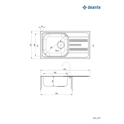 Deante ZEX_0113 - Évier de cuisine XYLO 43,5x78 cm satin