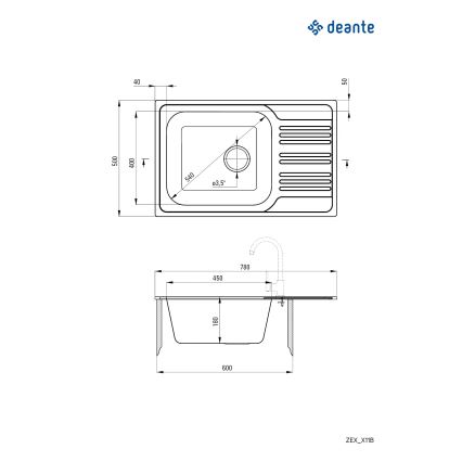 Deante ZEX_011B - Évier de cuisine XYLO 50x78 cm satin