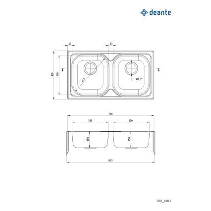 Deante ZEX_0203 - Évier de cuisine XYLO 43,5x78 cm satin