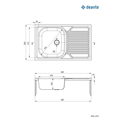 Deante ZM5_3110 - Évier de cuisine TANGO 50x80 cm decor