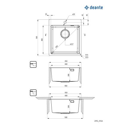 Deante ZPO_010A - Évier de cuisine OLFATO 50,5x45 cm brossé acier