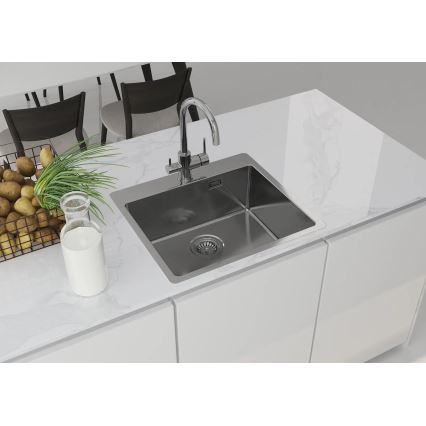 Deante ZPO_010B - Gootsteen OLFATO 50,5x55 cm geborsteld staal