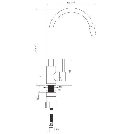 Deante ZQJN5103 - Évier de cuisine EVORA 50x50 cm + robinet d'évier avec bras flexible granit/beige