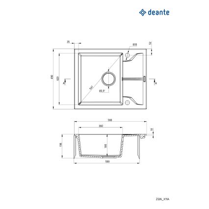 Deante ZQN_G11A - Gootsteen ANDANTE 49x59 cm graniet/metallic grafiet