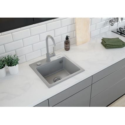 Deante ZQZ_S103 - Keukenspoelbak ZORBA 44x44 cm graniet/metallic grijs