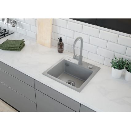 Deante ZQZ_S103 - Keukenspoelbak ZORBA 44x44 cm graniet/metallic grijs