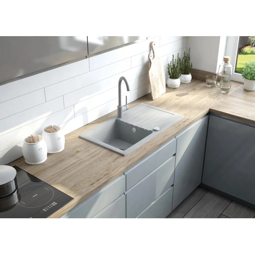 Deante ZQZVN113 - Évier de cuisine ZORBA 76x44 cm + sink tap granit/noir