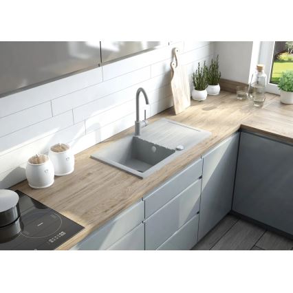 Deante ZQZVT113 - Évier de cuisine ZORBA 76x44 cm + sink tap granit/métallique anthracite