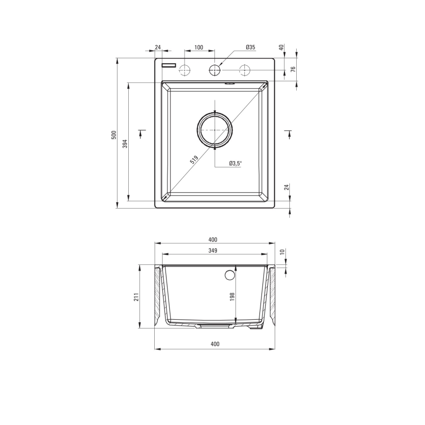 Deante ZRC_2103 - Évier de cuisine CORIO 50x40 cm granit/graphite