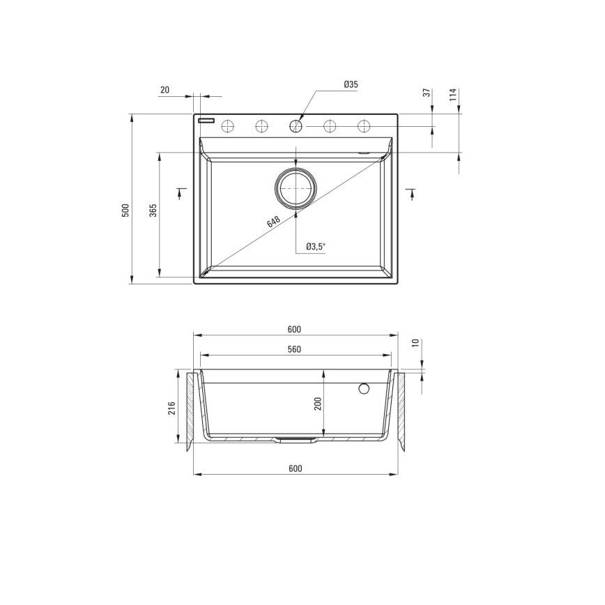 Deante ZRC_210A - Évier de cuisine CORIO 50x60 cm granit/graphite
