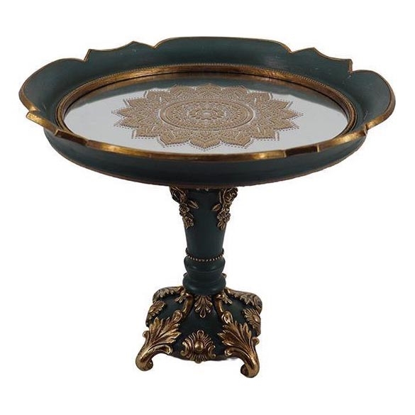 Decoratief dienblad diameter 24,7 cm groen/goud