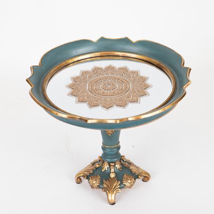 Decoratief dienblad diameter 24,7 cm groen/goud