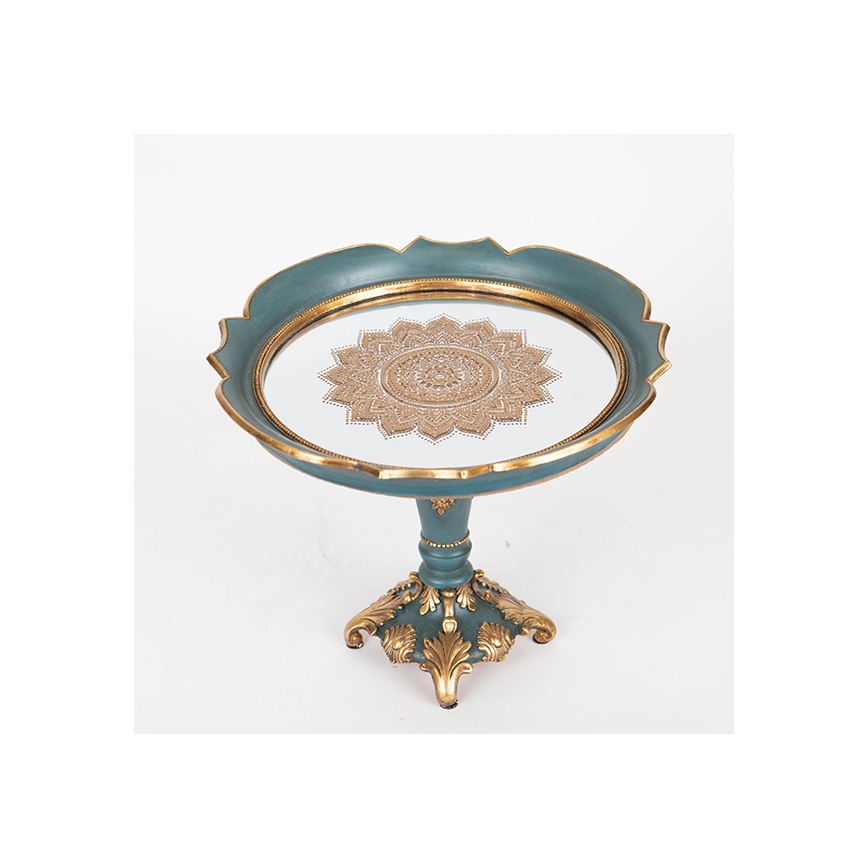 Decoratief dienblad diameter 24,7 cm groen/goud