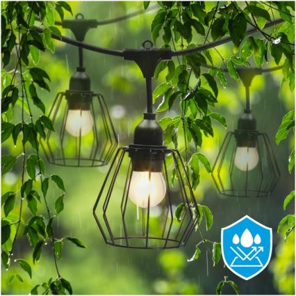 Decoratief lichtsnoer voor buiten CRETE 10xE27/230V 15m IP44