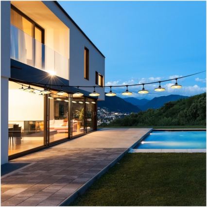 Decoratief lichtsnoer voor buiten CRETE 20xE27/230V 25m IP44