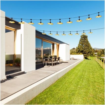 Decoratieve buitenlichtslinger CRETE 15xE27/230V 20m IP44