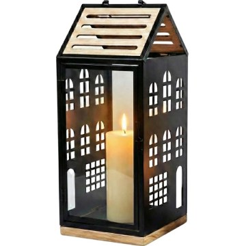 Decoratieve HOME-lantaarn 34,5 cm zwart/beige