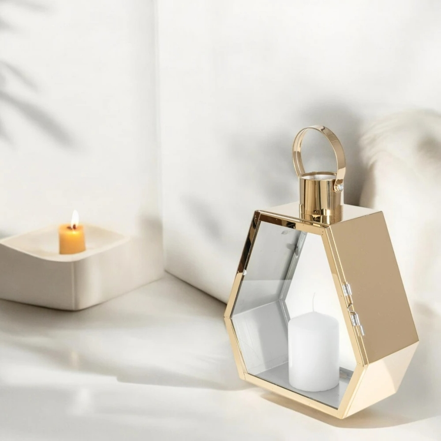 Decoratieve lantaarn 34 cm, goudkleurig