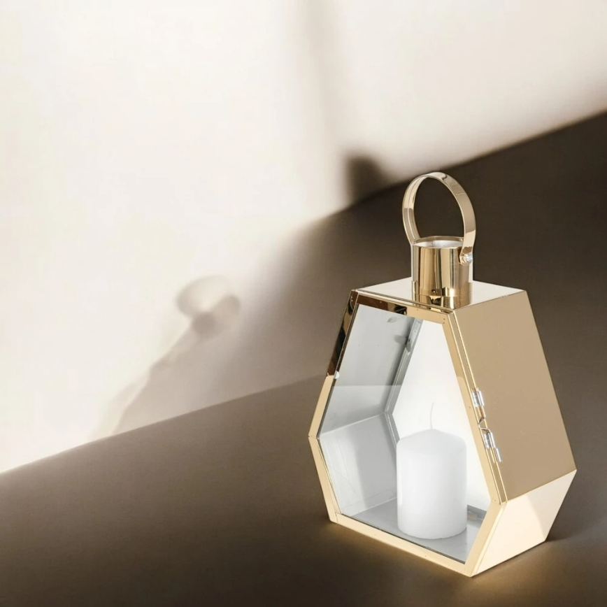 Decoratieve lantaarn 34 cm, goudkleurig