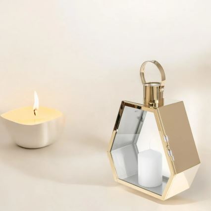 Decoratieve lantaarn 34 cm, goudkleurig