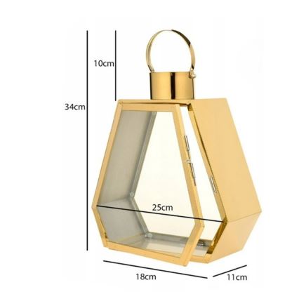 Decoratieve lantaarn 34 cm, goudkleurig