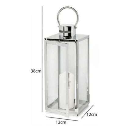 Decoratieve lantaarn 38 cm glanzend chroom