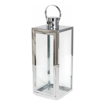 Decoratieve lantaarn 63 cm glanzend chroom
