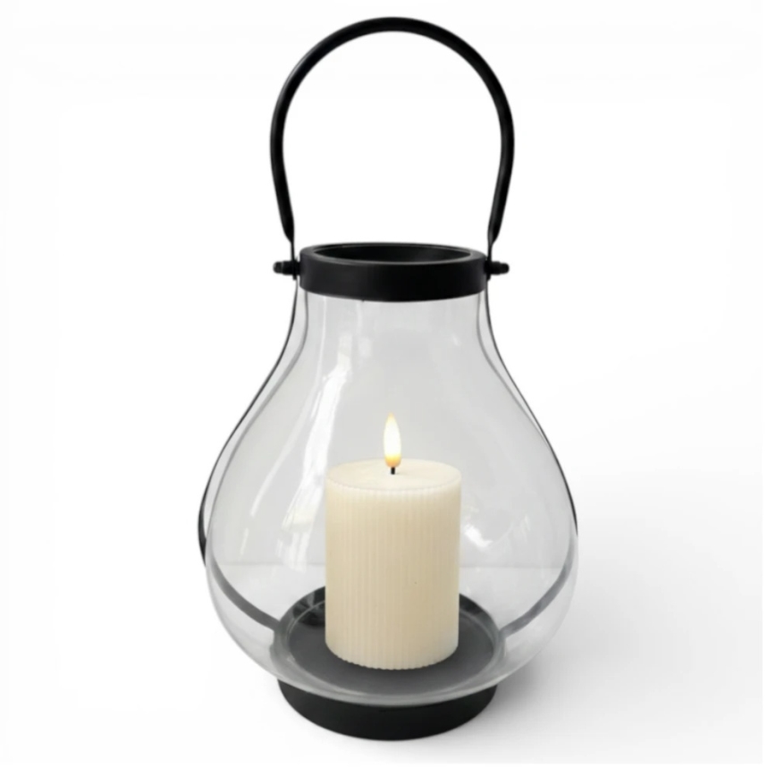 Decoratieve lantaarn GLASSY, 25 cm, zwart