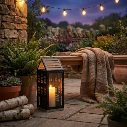 Decoratieve lantaarn HOME 47,5 cm zwart/beige