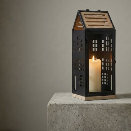 Decoratieve lantaarn HOME 47,5 cm zwart/beige