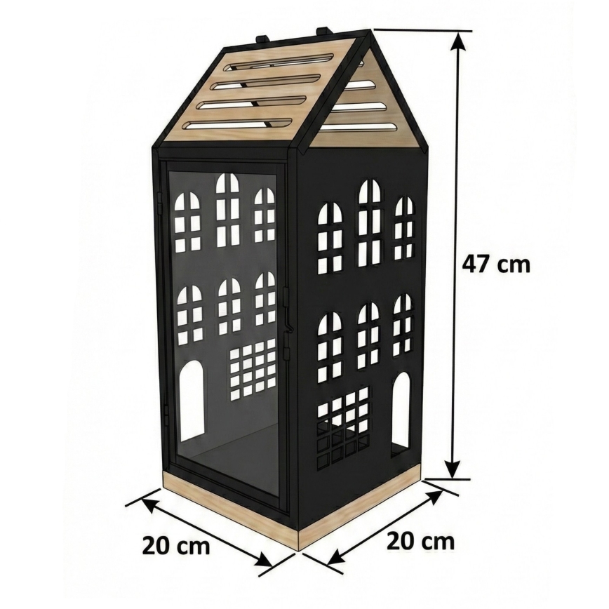 Decoratieve lantaarn HOME 47,5 cm zwart/beige