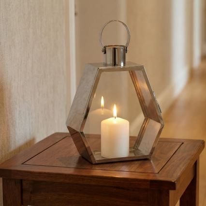 Decoratieve lantaarn PALACE 34 cm glanzend chroom