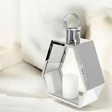 Decoratieve lantaarn PALACE 34 cm glanzend chroom