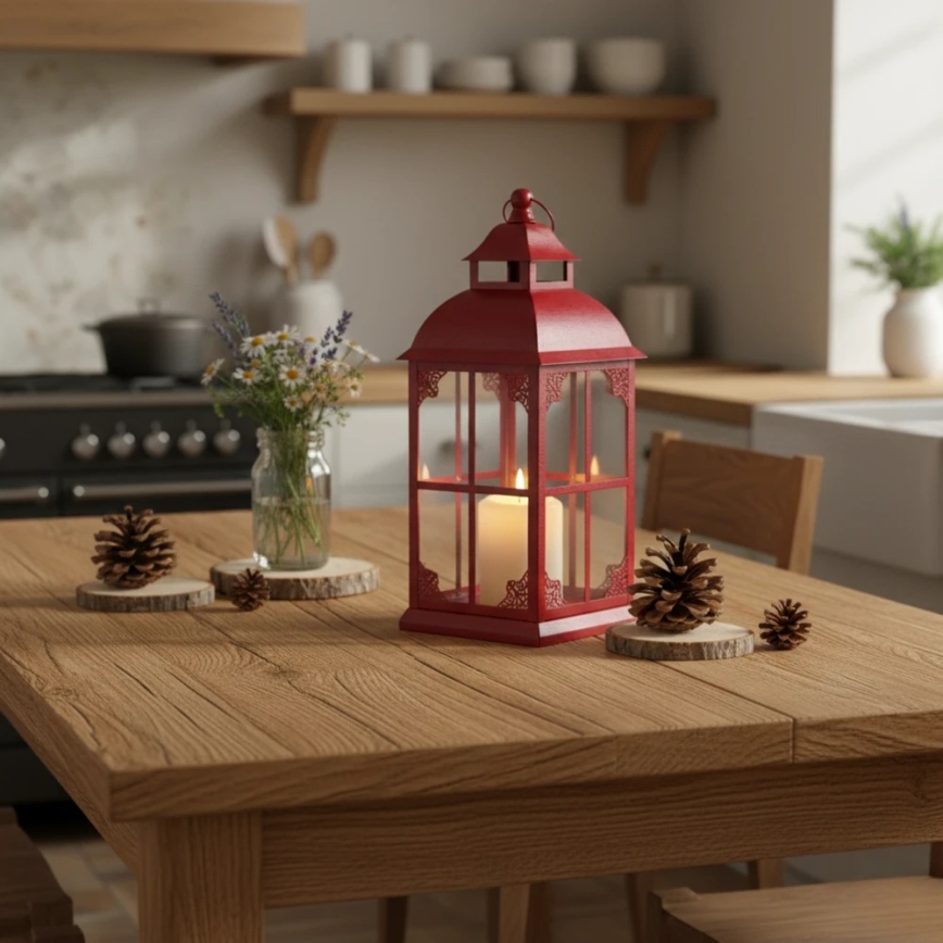 Decoratieve lantaarn REDY 30,5 cm rood