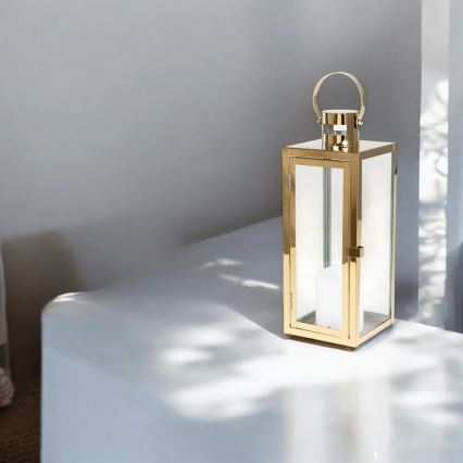 Decoratieve lantaarn TOWER 38 cm goud