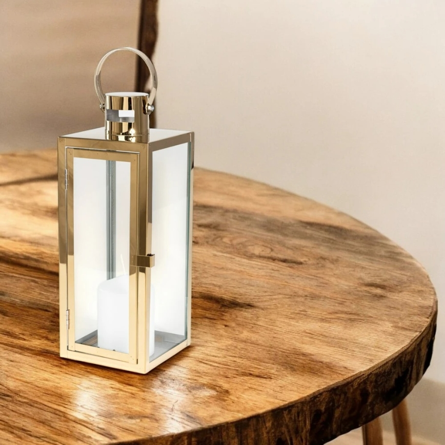 Decoratieve lantaarn TOWER 38 cm goud