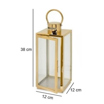 Decoratieve lantaarn TOWER 38 cm goud