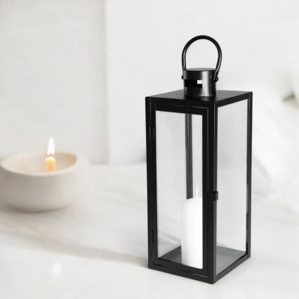 Decoratieve lantaarn TOWER 38 cm zwart
