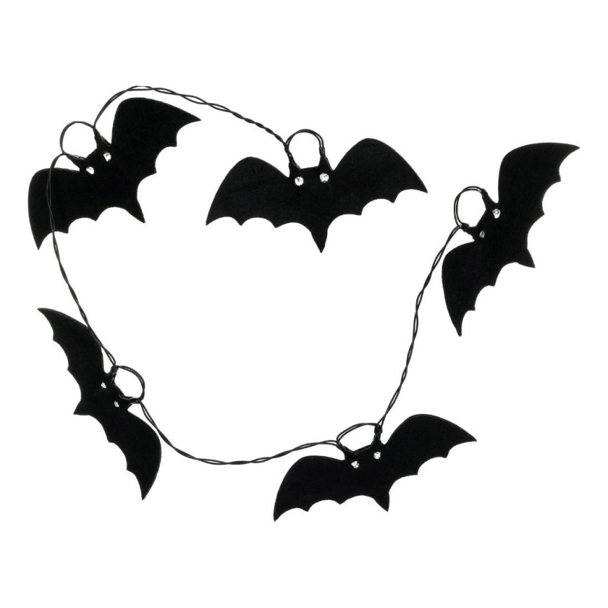Decoratieve LED ketting HALLOWEEN 10xLED/2xAA/warm wit 1,3m vleermuizen