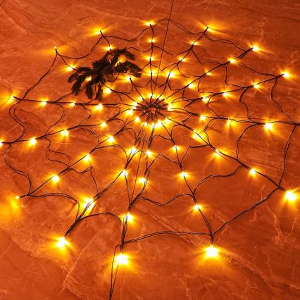 Decoratieve LED Lichtketting HALLOWEEN LED/5V/8 functies spinnenweb + afstandsbediening