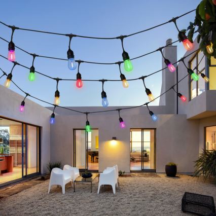 Decoratieve LED Lichtsnoer voor buiten PARTY NEON 7,6 m 10xE27/0,6W/36V IP44