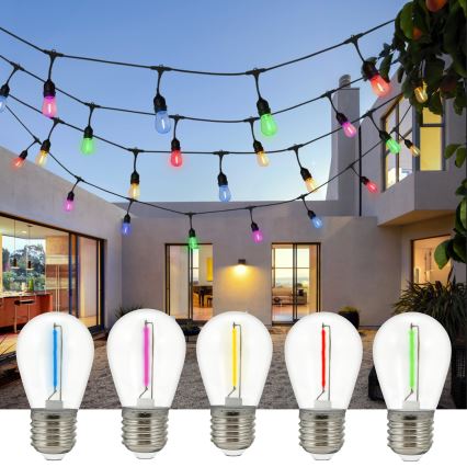 Decoratieve LED Lichtsnoer voor buiten PARTY NEON 7,6 m 10xE27/0,6W/36V IP44