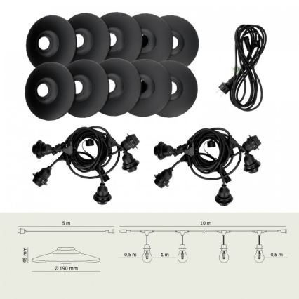 Decoratieve lichtketting voor buiten CRETE 10xE27/230V 15m IP44