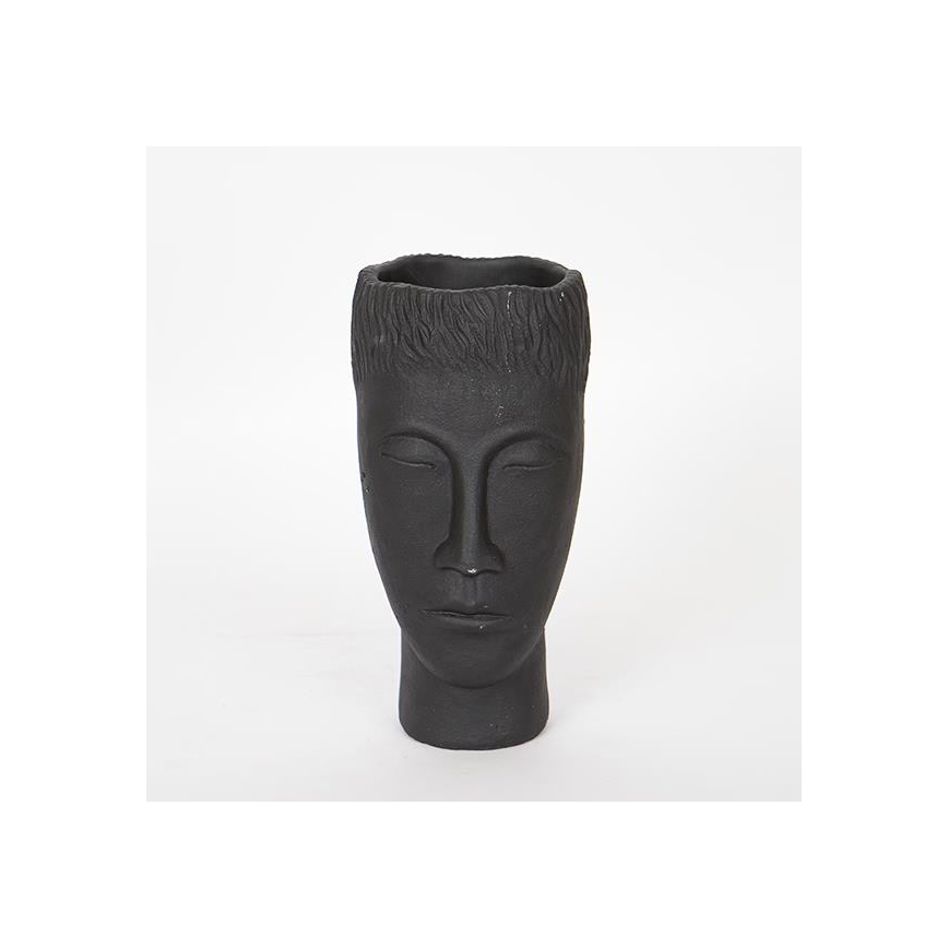 Decoratieve vaas 25x14x12,5 cm zwart/cement