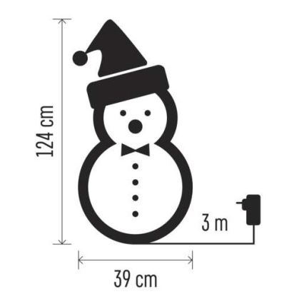 Décoration de Noël 120xLED/2,8W/230V 124 cm bonhomme de neige