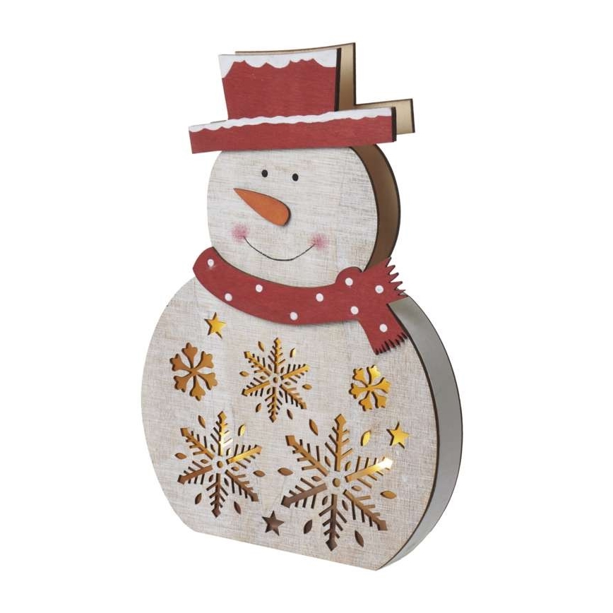 Décoration de noël 5xLED/2xAA bonhomme de neige