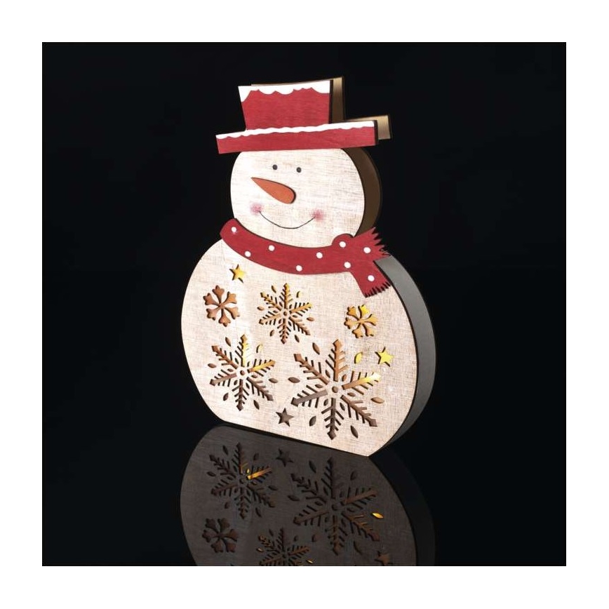 Décoration de noël 5xLED/2xAA bonhomme de neige