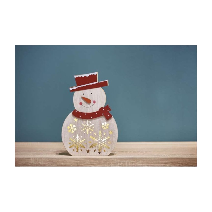 Décoration de noël 5xLED/2xAA bonhomme de neige