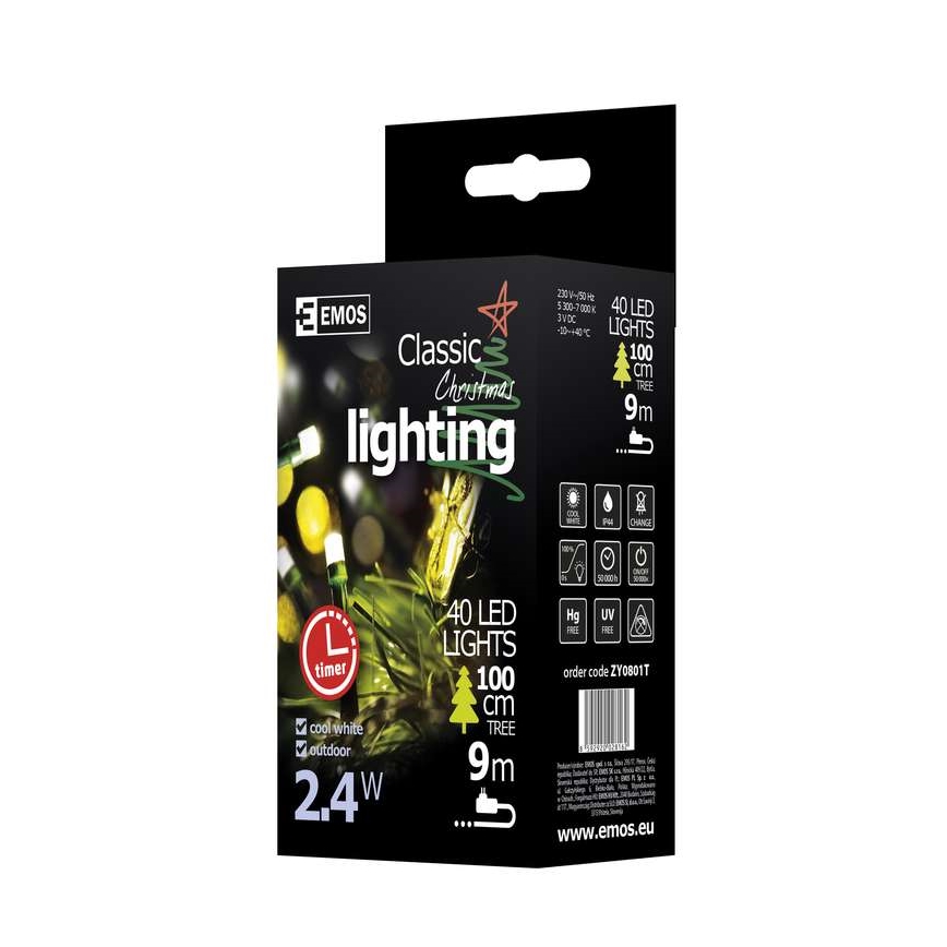 Décoration de Noël guirlande extérieure CHAIN 4m 40xLED IP44